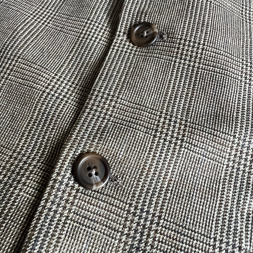 Lauren Ralph Lauren Tan Glen Plaid Blazer Silk Wool 42L - Picture 4 of 14